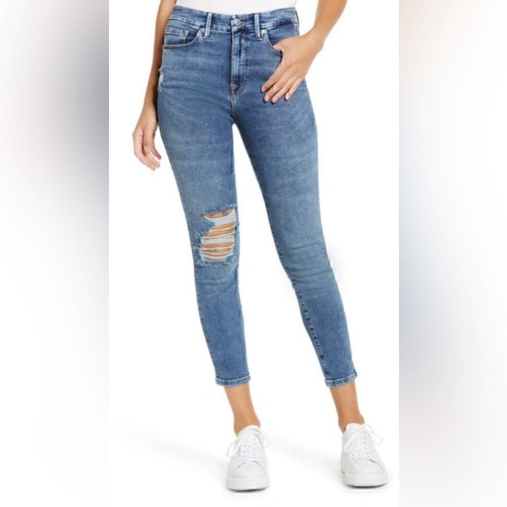 Good American Medium Blue Distressed Skinny Jeans